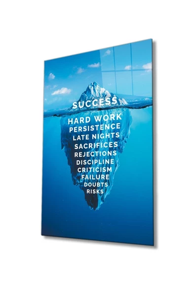 AlpiLeo Buz Dağı Başarının Sırrı Alp Özel Cam Tablo, Ev Ve Ofis Duvar Dekoru ürün görseli 1