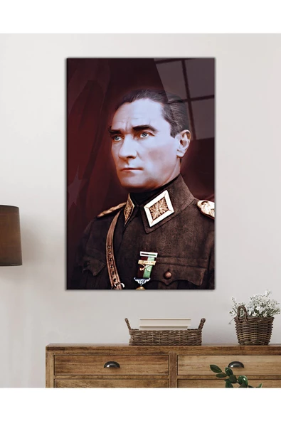 AlpiLeo Üniformalı Asker Atatürk Alp Özel Cam Tablo, Uv Baskılı Ve Temperli, Hediyelik - Resim 2