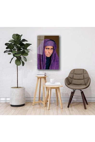 AlpiLeo Afgan Kız Yaşlı Hali Alp Özel Cam Tablo Ev Ve Ofis Duvar Dekoru - Resim 2