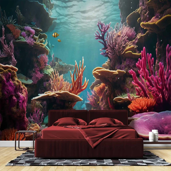 Su Altı Manzaralı Duvar Kağıdı Baskı - Resim 2