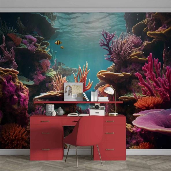 Su Altı Manzaralı Duvar Kağıdı Baskı - Resim 4