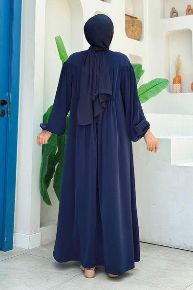 Kalp Robalı Elbise 6016 Lacivert - Resim 2