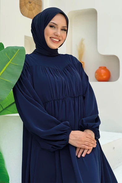 Kalp Robalı Elbise 6016 Lacivert - Resim 4