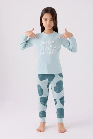 Rolypoly Kız Çocuk Su Yeşili Pijama Takım 3470 - 2
