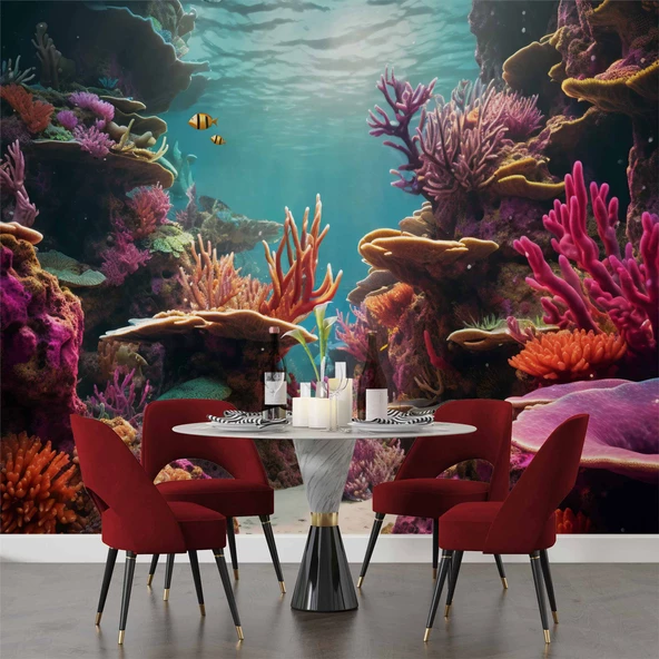 Su Altı Manzaralı Duvar Kağıdı Baskı - Resim 5