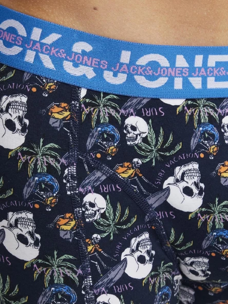 JACK JONES Erkek Kurukafa Desenli 3 lü Paket Boxer 12250221 - 5