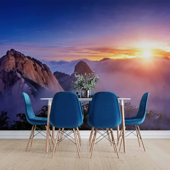 Dağ Bulut Gündoğumu Manzaralı Duvar Kağıdı Baskı - Resim 5