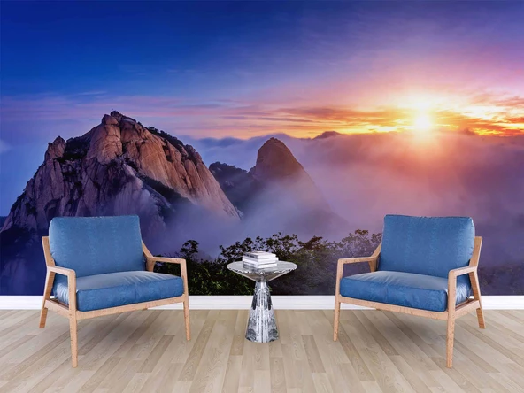 Dağ Bulut Gündoğumu Manzaralı Duvar Kağıdı Baskı - Resim 6