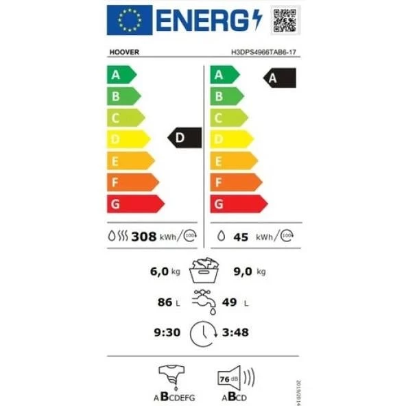 Hoover H3DPS4966TAB6-17 9 kg / 6 kg Kurutmalı Çamaşır Makinesi - 5