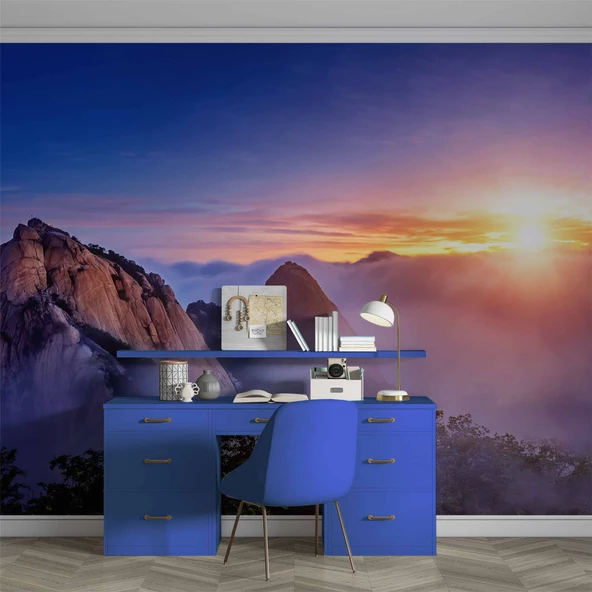 Dağ Bulut Gündoğumu Manzaralı Duvar Kağıdı Baskı - Resim 4