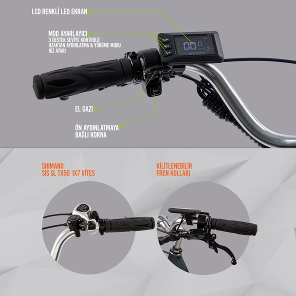 Strada E-VIBE Hidrolik Disk Üç Tekerlekli Elektrikli Bisiklet - 6