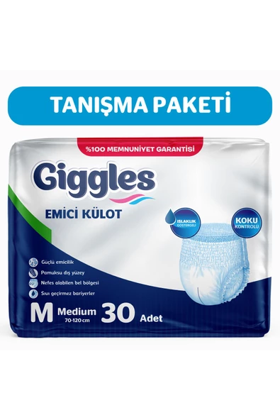 giggles Yetişkin Emici Külot Medium 30'lu 1 Paket (30 ADET)