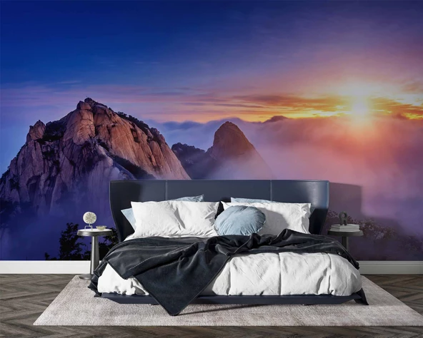 Dağ Bulut Gündoğumu Manzaralı Duvar Kağıdı Baskı - Resim 2