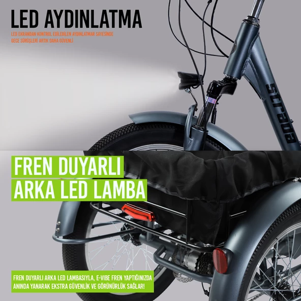Strada E-VIBE Hidrolik Disk Üç Tekerlekli Elektrikli Bisiklet - 7