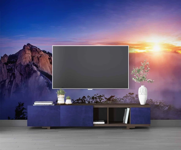 Dağ Bulut Gündoğumu Manzaralı Duvar Kağıdı Baskı - Resim 3