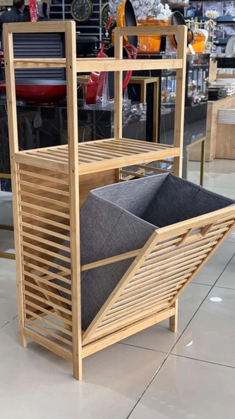 Bambu Çamaşır Sepeti Raf - 5