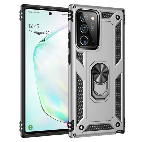 Samsung Galaxy Note 20 Ultra Kılıf Vega Tank Sert Yüzüklü Standlı Zırh Koruma Kapak