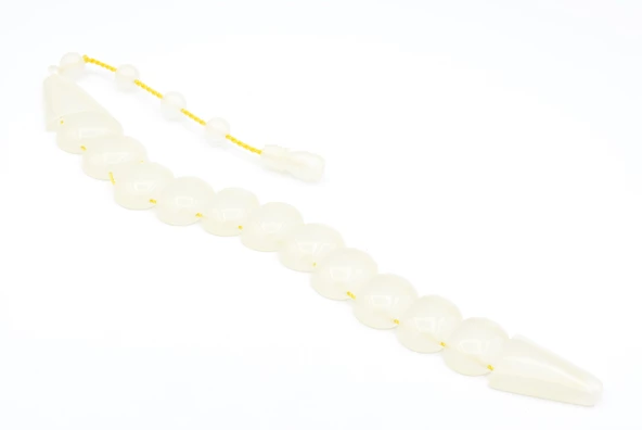 Sistemli Fosforlu Toz Kehribar Balık Tesbih - Resim 3