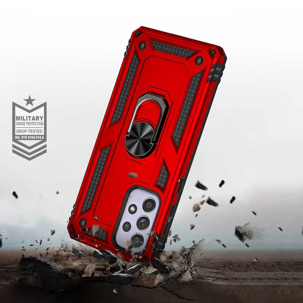 Samsung Galaxy A33 5G Kılıf Vega Tank Sert Yüzüklü Standlı Zırh Koruma Kapak - Resim 5