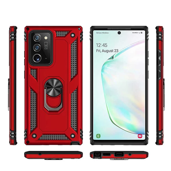 Samsung Galaxy Note 20 Ultra Kılıf Vega Tank Sert Yüzüklü Standlı Zırh Koruma Kapak - Resim 3