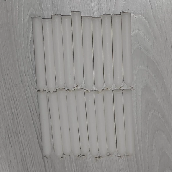 Hagiki Klasik Beyaz Mum 20 Adet Naturel Kokusuz Uzun Şamdan Mumu Çapı 1,5cm Uzunluğu 13 cm 20ADET Fiyatıdır - 2