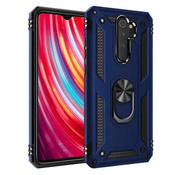 Xiaomi Redmi Note 8 Pro Kılıf Vega Tank Sert Yüzüklü Standlı Zırh Koruma Kapak