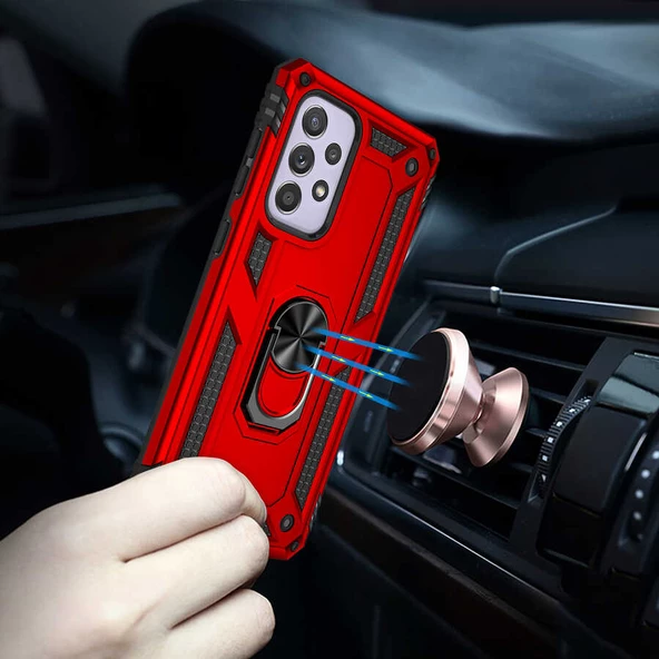 Samsung Galaxy A33 5G Kılıf Vega Tank Sert Yüzüklü Standlı Zırh Koruma Kapak - Resim 4