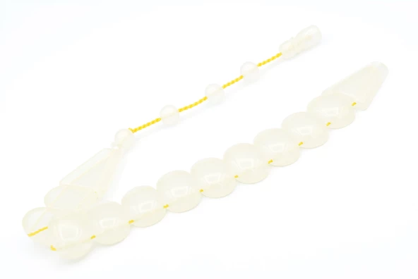 Sistemli Fosforlu Toz Kehribar Balık Tesbih - Resim 2