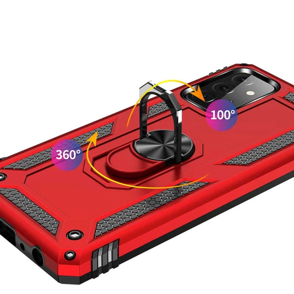 Samsung Galaxy A52 Kılıf Vega Tank Sert Yüzüklü Standlı Zırh Koruma Kapak - Resim 5