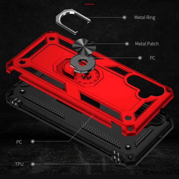 Samsung Galaxy A13 5G Kılıf Vega Tank Sert Yüzüklü Standlı Zırh Koruma Kapak - Resim 5