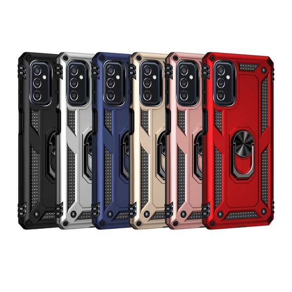 Samsung Galaxy M52 Kılıf Vega Tank Sert Yüzüklü Standlı Zırh Koruma Kapak - Resim 2