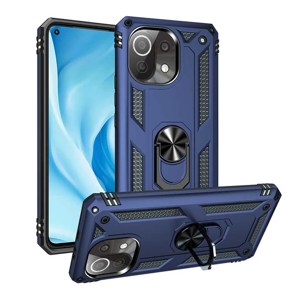Xiaomi Mi 11 Lite Kılıf Vega Tank Sert Yüzüklü Standlı Zırh Koruma Kapak - 12
