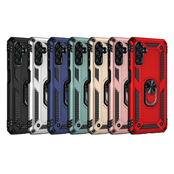 Samsung Galaxy A13 5G Kılıf Vega Tank Sert Yüzüklü Standlı Zırh Koruma Kapak - Resim 2
