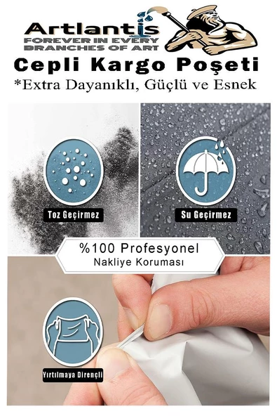 Plastik Kargo Poşeti Cepli 18x25+5 cm 250 Adet 1 Paket Ekonomik Cepli Kargo Poşeti Dayanıklı Gri Esnek - 4