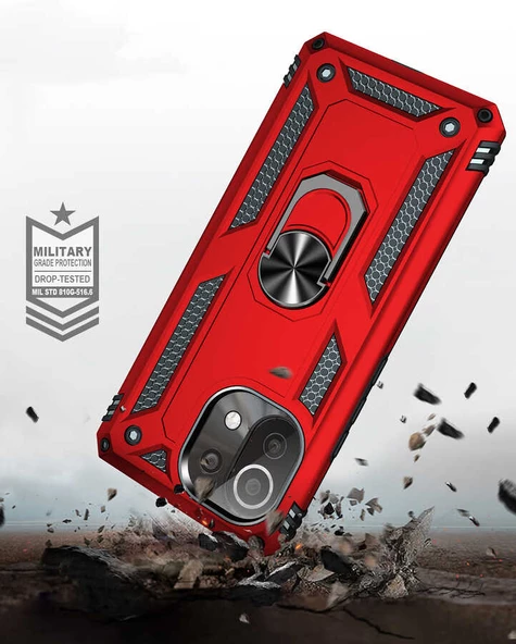 Xiaomi Mi 11 Lite Kılıf Vega Tank Sert Yüzüklü Standlı Zırh Koruma Kapak - 8