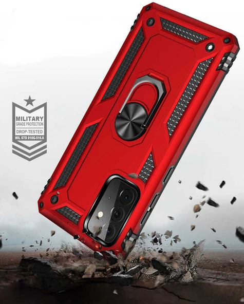 Samsung Galaxy A52 Kılıf Vega Tank Sert Yüzüklü Standlı Zırh Koruma Kapak - Resim 3