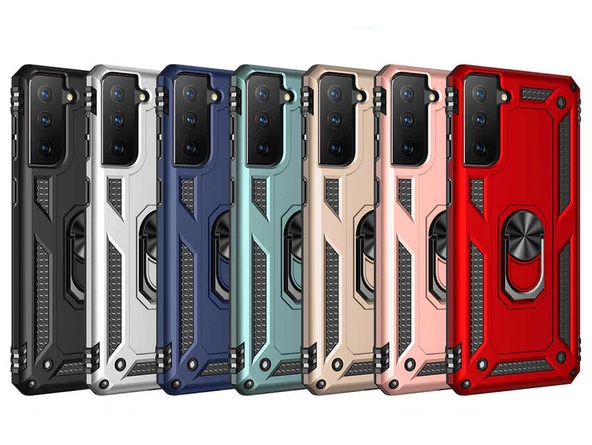 Samsung Galaxy S21 Plus Kılıf Vega Tank Sert Yüzüklü Standlı Zırh Koruma Kapak - Resim 9