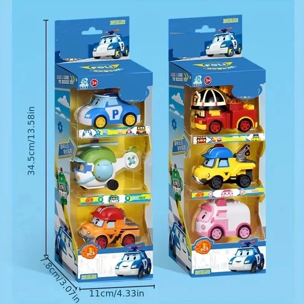 Robocar Poli Sürtmeli İt gitsin 3 lü set POLİ - HELLY - MAX Muadil Sür Gitsin - 5
