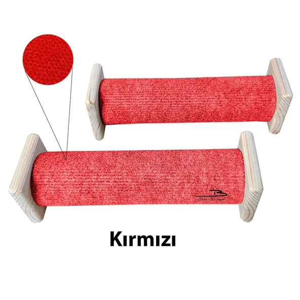Barış Dizayn Doğal Portatif Tırmalama Makarası Halı kaplamalı 25cm 2 Adet (Kırmızı) - 3