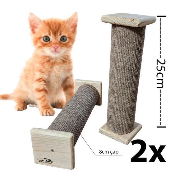 Barış Dizayn Doğal Portatif Tırmalama Makarası Halı kaplamalı 25cm 2 Adet (kahve)