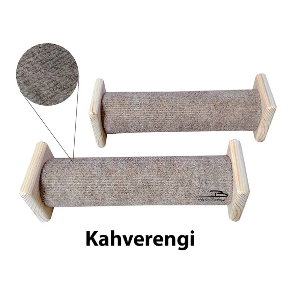 Barış Dizayn Doğal Portatif Tırmalama Makarası Halı kaplamalı 25cm 2 Adet (kahve) - 2