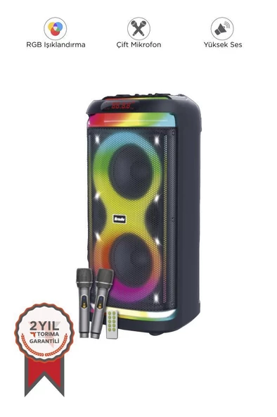 Torima BTS-1993 Siyah RGB Ledli Mikrofonlu Kumandalı Bluetooth Hoparlör Parti Speaker