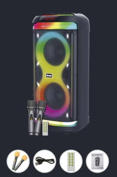 Torima BTS-1993 Siyah RGB Ledli Mikrofonlu Kumandalı Bluetooth Hoparlör Parti Speaker - 7