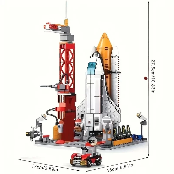 UZAY MEKİĞİ 3D BULDING BLOCKS 521 Parça 6+ YAŞ Puzzle Uzay Yolculuğu Eğitici Bloklar Hediye - 2