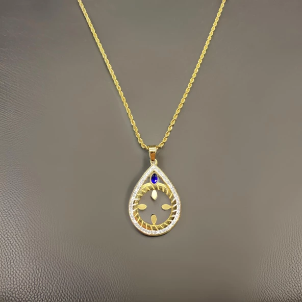 Zarif Damla Kolye Gold Renk Şık Tasarım ve Göz Alıcı Detaylar Antialerjik 316L Çelik Kadın Kolye ürün görseli 1