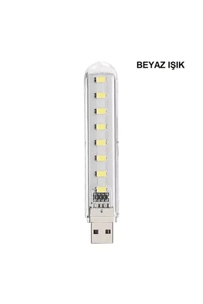 Taşınabilir Mini Usb Led Lamba 8 Beyaz Led 5730 Smd Kamp Stick Led