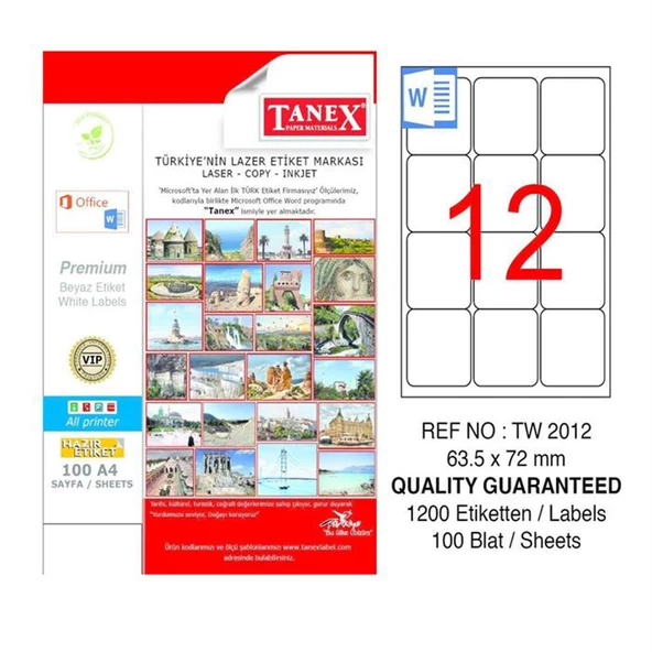 Tanex Laser Etiket 63,5*72 Tw-2012