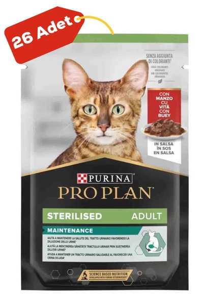 Pro Plan Biftekli Pouch Kısır Kedi Konservesi 85 Gr x 26 Adet