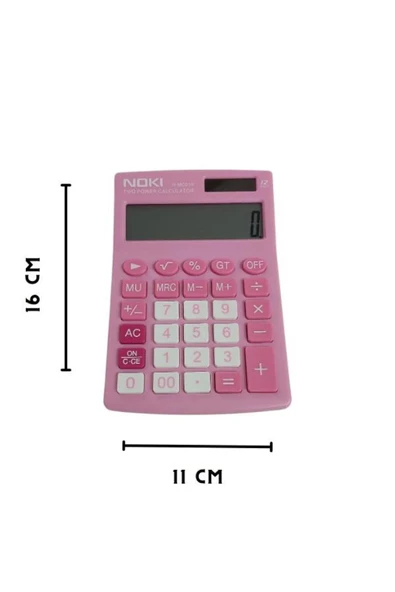 Noki H-MC010 Pembe Hesap Makinesi - 12 Haneli Pilli ve Güneş Enerjili - 2