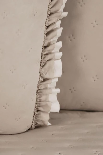 Kapinya Elyaf Dolgulu Tek Kişilik 190x250 Cm Yatak Örtüsü Bej - Resim 3